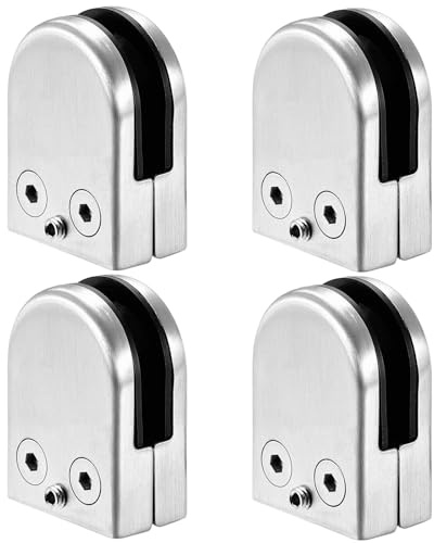 GmeDhc Edelstahl 304 Glashalter Glasklemmen Abstandhalter Klemmhalter - 4 Stück 52 x 43 x 24 mm für Ø 42,4 mm Glas 8-10 mm Glasklemmhalter für Geländer Treppengeländer Balkon