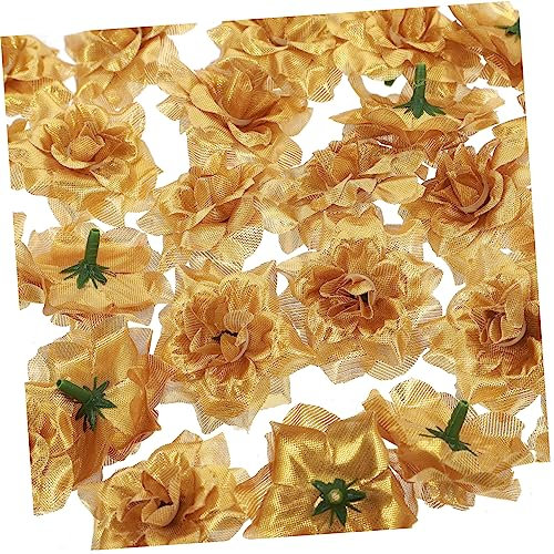 Abaodam 50stücke Goldene Seidenrosenblütenköpfe Aus Stoff Und Kunststoff Für Hut Kleidung Albumverzierung Lebensechte Künstliche Rosenblüten Zur Hochzeit Weihnachten Geburtstag