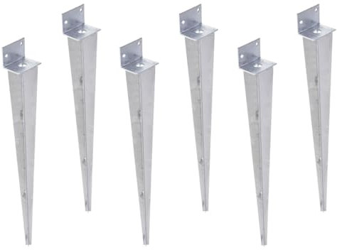 Aqbau® Support de Poteau à Enfoncer L 40 x 500 Support De Poteau Douille D'enfoncement Douille De Sol à Enfoncer Galvanisée à Chaud (6 pièces)
