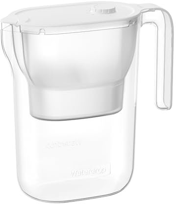 Waterdrop Jarra de Filtro de agua para Refrigerador, Jarra de agua con Filtro de 3 Meses, 2,5L,Reduce Fluoruro,Cloro y más, Certificada por NSF,Libre de BPA,Bianco (Filtro de reemplazo:WD-PF-01A Plus)