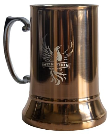 Mein Stein Classic Stainless Steel 20 oz Double Wall Beer Stein - Antique Metal Tankard with Grip Handle | Vacuum Insulated Beer Cup, Pint, and Coffee Mug (Copper), IHCH-BM303