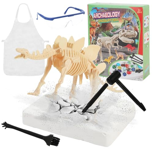 Utgrävningsset för barn, dinosaurier dig kit 3D-skelett utgrävningsset Stegosaurus Dino leksak grävning av dinosauriefossiler leksaker för 6-7 8 9 år pojkar flickor födelsedag presenter