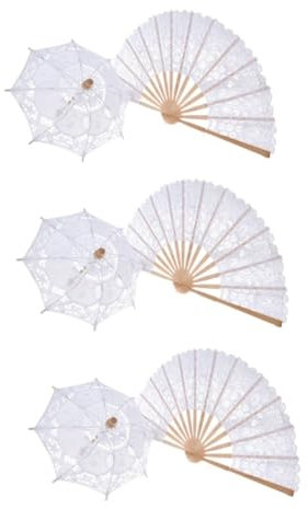 Ciieeo 3st Spitzenschirm Wohnkultur Hausdekorationen Für Zu Hause Japanische Dekoration Für Zu Hause Spielzeug Mit Federbasis Heimdekorationen Fächer Bambus Handbuch Weiß