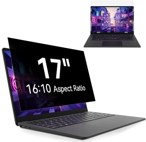 Laptop Privacy Screen 17 Inch Compatible With Lenovo Hp Dell Acer Asus Thinkpad Envy Xps, 16:10 Aspect Removable Anti Glare Blue Light Filter Protector, 17in Computer Monitor Privacy Shield
