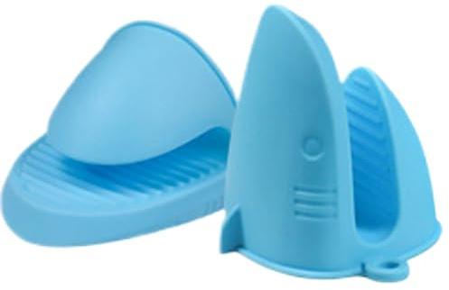 Niedliche Haifisch-Ofenhandschuhe, Silikon-Ofenhandschuhe, Hai-Design, niedliche Tier-Ofenhandschuhe, hitzebeständig, für Ofen-Dampfgarer, rutschfester Schüsselgreifer