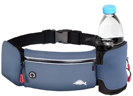 Lelezia Ceinture de Course, Sac Banane de Sport avec Porte-Bouteille Ceinture Running pour Homme Madame Sac Banane de Sport Étanche avec 3 Poches pour Course à Pied Équitation Marche Fitness, Bleu
