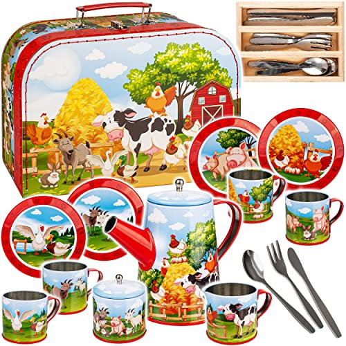 alles-meine.de GmbH Puppenküche - Geschirr & Zubehör Verschiedene Modelle wählbar 27 TLG. großes Set Picknick Koffer - Puppengeschirr/Kaffeeservice & Teeservice - Bauernh..