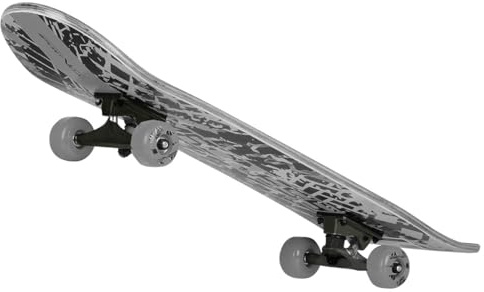 Skateboard Erwachsene mit ABEC-9 Kugellager. Aus Holz Gemacht. Moderne Grafiken. Sportgeräte für Skatepark und für Tricks auf der Rampe. 80 * 20 cm. (GRAU)