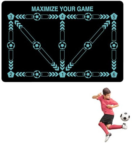 Generisch Fussball Matte,Fußball-Trainingsmatte,rutschfeste Stoßdämpfende Trainingsmatte,Fussball Trainingszubehör,Ballkontrolle,Dribbelmatte,für Fußball Training Drinnen und Draußen,A,60 * 90cm