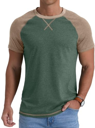 QIXING Herren T-Shirt aus Baumwolle Kurzarm Rundhals Sommer T Shirt Leicht Regular Fit Atmungsaktiv Casual Oberteile