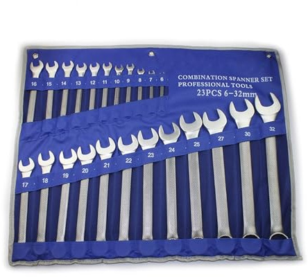 Juego De Llaves Inglesas Juego De 23 Llaves Combinadas, Llave De Anillo, Llave De Boca, Juego De Llaves Inglesas, Juego De Herramientas Manuales Con Bolsa De Almacenamiento, Cromo Vanadio Amplia Aplic