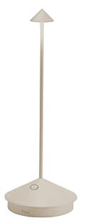 Zafferano, Pina, Lampada da Tavolo Ricaricabile e Senza Fili con Controllo Touch, Utilizzabile anche come Lampada da Esterni, Dimmer, 2200-3000 K, Altezza 29 cm, Colore Sabbia
