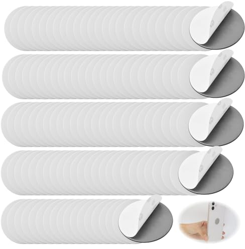 120 unidades Discos metálicos autoadhesivos, discos redondos de acero inoxidable 20 mm con trasera adhesiva fuerte, ultrafinos para imanes, soporte móvil, figuras, decoración de fotos DIY y bricolaje