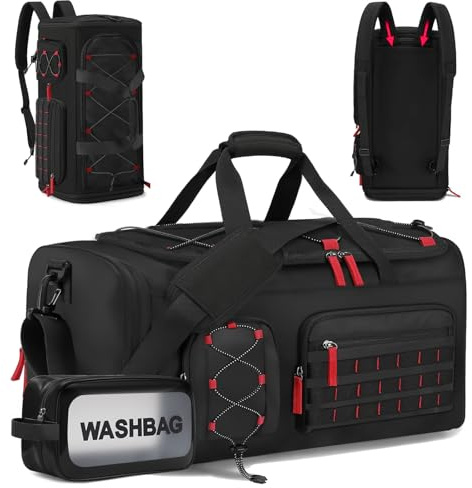 35L Sporttasche Herren Damen, wasserdichte Reisetasche, Schuhfach Nassfach | Sporttasche Rucksack, Handgepäck, Trainingstasche Schwimmtasche Fitnesstasche Gym Umhängetasche Duffel Reise Tasche, Schwarz
