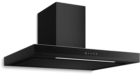 Klarstein Velaire Dunstabzugshaube 90 cm - A++ Energieeffizienz, 595 m³/h, Touch-Bedienung, LED, leise, Wandhaube, Aluminium- & Aktivkohlefilter, Schwarz