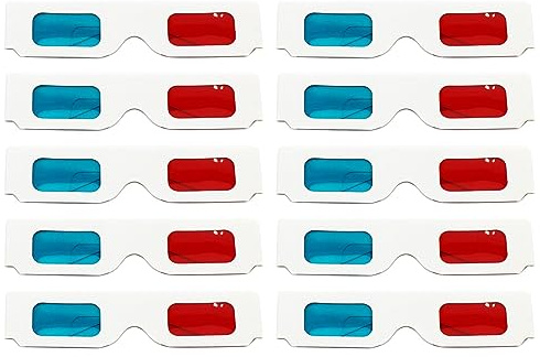 Feizikaw Party Set für Kinder Stereoskopische 3D-Brille aus Papier,rot blau,3D-Papierrahmen,stereoskopische Brille,3D-Kinobrille zum Selbermachen (White,One Size)