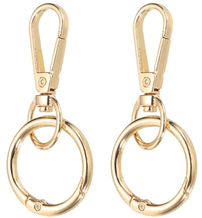 QUARKZMAN 2 Piezas De Mosquetón Giratorio, Gancho De Presión De 2.8 Con Anillo De Resorte O Mosquetón De Metal De Doble Apertura Para Manualidades Bolsos Joyerías Cordones, Dorado Claro