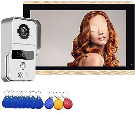 10 Tums Pekskärm Monitor Trådlös Wifi Smart Video Dörrtelefon Intercom System Dörrklocka Kamera Med 1080P Trådbunden Tydlig Display Skydd Alla Väder(Gold LCD)