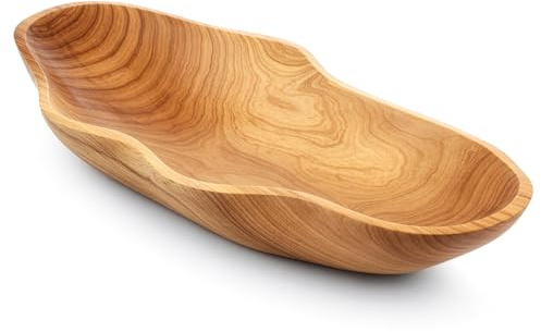Natural Wood Fruit Bowl 7-15.7 Inch, Natural Wood Dough Bowl & Decorative Bowl, Fruit Snack Dish for Sandwich Bread Serving, Handmade Serving Bowl for Candy, Vintage Ring Dish