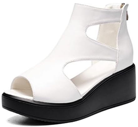 Genérico Sandalias de Cuña para Mujer con Plataforma Zapatos de Verano - Tacón 6cm Botines con Cremallera