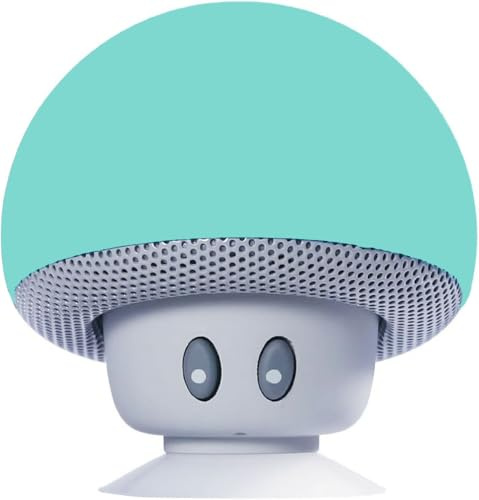 Hipipooo Mini Enceinte Champignon Bluetooth V2.1avec Ventouse, Haut-Parleur Mushroom Mignon sans Fil Compact avec iPhone, Android Phone, iPad, Tablette PC (Turquoise)