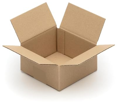 KK Verpackungen Versandkartons 150 x 150 x 80 mm Braun 1-wellig (Außenmaß 158 x 158 x 88 mm) | 100 Stück, Faltkartons Kartons für Versand als DHL Päckchen S Hermes Päckchen DPD GLS Paketklasse XS