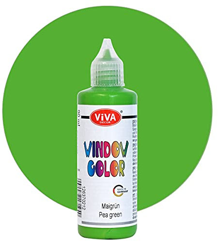 Viva Decor Window Color (Maigrün, 90 ml) Fenstermalfarben für wieder abziehbare Bilder und Sticker für Deko, Spiegel, Fliesen, Vasen und Fenster - Made in Germany
