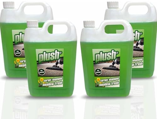 Plush Carpet Cleaner Solution, Pet Carpet Shampoo Spot Stain Remover 4x5L | Meadow Fresh Scent - Powerful machine carpet shampoo that lifts deep dirt and stains, neutralises odours leaves carpets fresh