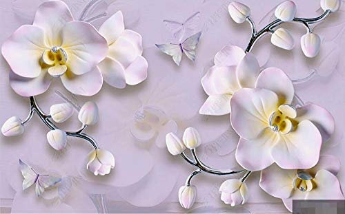 ZXCHEE Papier Peint Panoramique Orchidée Violette Rose En Relief 150x105cm Papier Peint Intissé 3D Tapisserie Poster Decoration Murale Chambre Salon