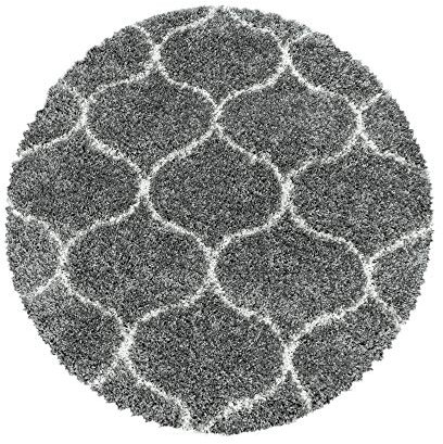 Carpettex Hochflor Teppich Wohnzimmer Shaggy Flokati Teppich Modern Skandinavisch Design 80 cm Rund Grau - Teppich Schlafzimmer Weich Flauschig Waschbar Teppich Küche Esszimmer - Langflor Teppiche