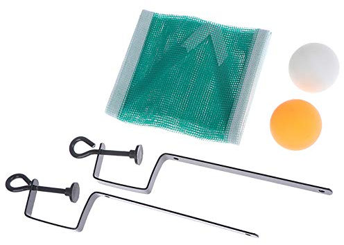 TopHomer Tischtennis-Set – tragbares Indoor-Schnell-Ping-Pong-Spiel, 1 Netz, 2 Pfosten-Klemmhalterungen, 2 Bälle – ideal für Spaß in der Schule, zu Hause, im Sportclub oder im Büro