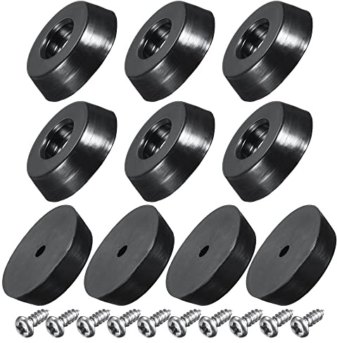 sourcing map 18mm W x 5mm H Round Rubber Bumper Feet, Stainless Steel Screws and Washer for Furniture, Electronics, Non-Slip 10pcs