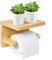 EBEAKA Porte Papier Toilette, Dérouleur Papier Toilette sans Perçage, Support avec Plateau , Bois pour dans Salle de Bains, Toilet