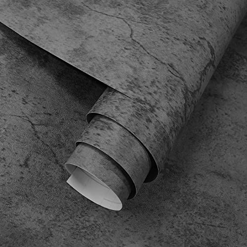 JSEVEM 40CM×3M Grau Selbstklebende Tapete Betonoptik Klebetapete Wandtapete | Selbstklebend Beton Blau Schwarz Graue Wand 3d Effekt Betontapete Möbelaufkleber Tapeten Klebefolie Matt Badezimmer