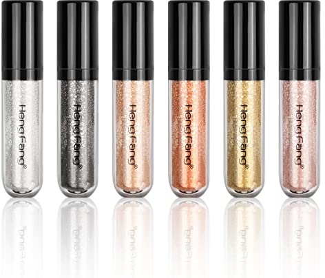 Xzeemo 6 Farben Flüssig Lidschatten Set, Diamond Sparkling Liquid Eyeshadow, Metallic Lidschatten Shimmer Glitter, Langlebiger Wasserdichter Eyeliner Lidschatten, für Partyhochzeitsfest Makeup (Set A)
