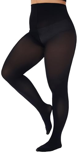 CozyWow Medias elásticas para mujer, semiopacas, tallas extragrandes, XL - 4XL, Negro (80D), XXXXL