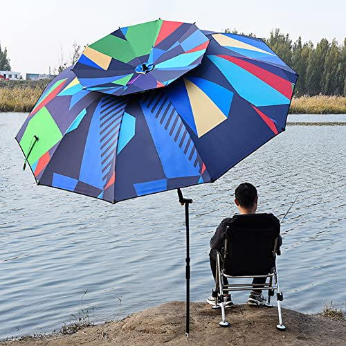 VIROYA Parasol de Balcon Parasol de Plage Parasol d'extérieur pour la pêche - avec mât télescopique, piquets Coupe-Vent et Sac de Transport, Anti-Pluie, crème Solaire, Respirant, voiles d'ombrage de