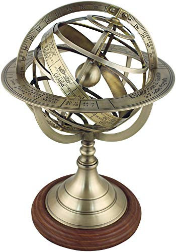 Sea-Club Armillarsphäre Maritime Deko Holz/Messing antik H=39cm Ø=27cm