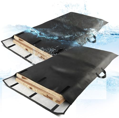 ROSROSE Table Leaf Storage Bag Padded 2 Pack, Waterproof Heavy Duty Dining Table Leaf Bag with Adjustable Closure, 51x 28in Extra Thick Flannel Backing Table Leaf Cover, Fit 48x24in Leaves, Black