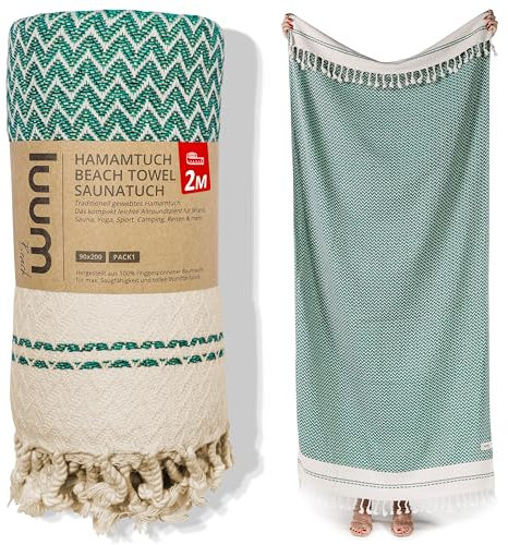 Luum® Strandtuch groß 90x200 Saunahandtuch Hamamtuch Badetuch Handtuch Yogatuch Duschtuch Strandhandtuch Saunatuch Reisehandtuch Turkish Towels, Damen Herren, 100% Baumwolle, Mint Grün