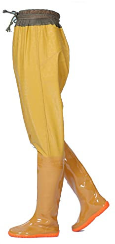 LIMKOO wasserdichte Angler-Watstiefel Für Männer Und Frauen, Leichte Hüftwathosen Mit Stollensohle, Gummistiefel Zum Fliegenfischen, Jagen Und in Der Landwirtschaft,41EU,Yellow