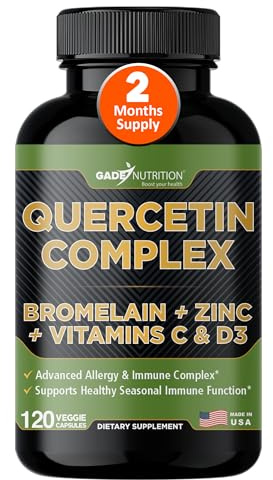 Gade Nutrition Organic Quercetin with Bromelain Vitamin C and Zinc | Immune Support Supplement Quercetin 500mg Capsules | Bioflavonoids Made in USA Third Party Tested