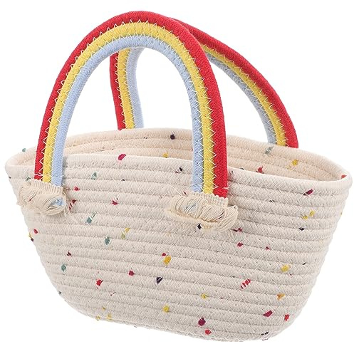 OSALADI Paniers En Corde Avec Poignées Fourre-tout D'été à Main Dété Panier Tressé Sacs à Main Sacs Tissés Africains De Plage Tissé De Bébé Panier Tissé Fil De Coton