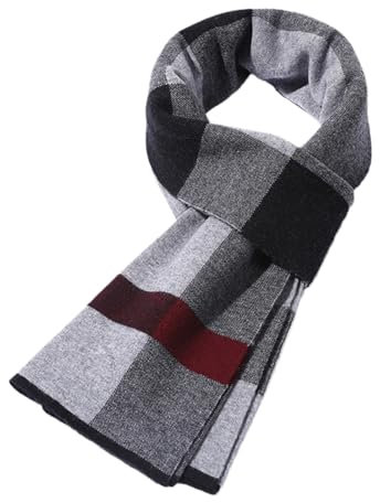 Lifup Herren Schals Dicker Kaschmir Schal, Warm Herbst und Winter Schal, Herren Classic und Elegant Plaid Schals Schwarz