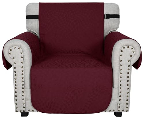 Ystyle Sofa Überzug 1 Sitzer, Sofabezug rutschfest, Couch Überzug Mit Armlehnen, Sesselschoner, Sofaschutz Katze/Hunde, Haustier Durable Couchüberzug, Anti-Fleck Couchschoner, Rot