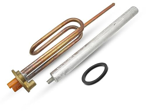 DOJA Barcelona | Kit di Resistenza al Riscaldamento dell'acqua da 1500 W | Pacchetto Resistenza Curva + Anodo di Magnesio + Guarnizione in Gomma + Vite di Fissaggio | Kit Resistenza Elettrica