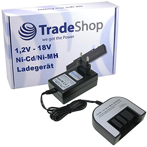 Trade-Shop Universal Akku Ladegerät (1,2V-18V) kompatibel mit Black & Decker EPC14, BDG1400, CD14S, CD140S, CD1440SKA, CDC140ASB, CP14, CP141, CP142