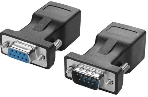YACSEJAO RS232 DB9 auf RJ45 Serieller Adapter DB9 9-Pin Serieller Anschluss Buchse/Stecker auf RJ45 Buchse Cat5/6 Ethernet LAN Konsole(1Paar
