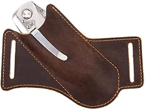 Leder Messerscheide mit Gürtelschnalle für Taschenmesser, Klappmesser, EDC, 5 Zoll Klappmesser - Messer-Holster - Geschenk für Männer