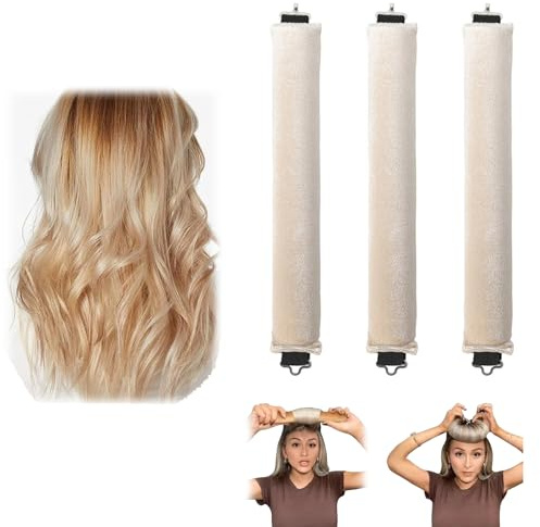 3 Stück lockenwickler über nacht locken ohne hitze heatless curls, overnight blowout heatless blowout heatless curls band, Lockenwickler Groß für Alle Haartypen (Beige)